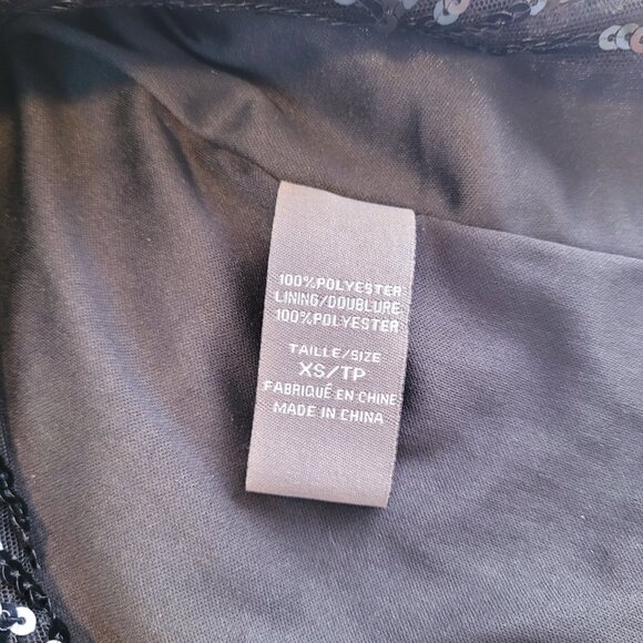 SUZY Black Sequins Party Blouse, Christmas T-Shirt Top, Size XS - Picture 4 of 7